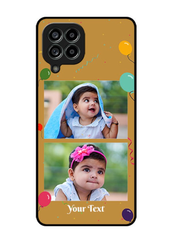 Galaxy M53 5G Personalized Glass Phone Case - Image Holder with Birthday Celebrations Design