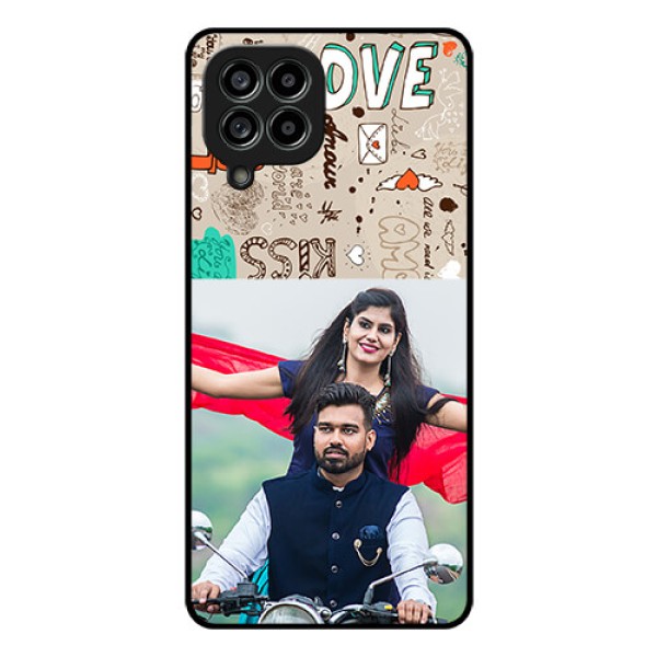 Galaxy M53 5G Custom Glass Phone Case - Love Doodle Pattern