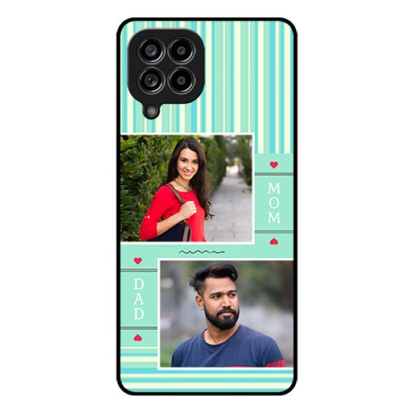 Galaxy M53 5G Custom Glass Phone Case - Mom & Dad Pic Design Galaxy M53 5G Custom Glass Phone Case - Mom & Dad Pic Design