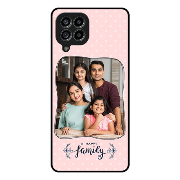 Galaxy M53 5G Custom Glass Phone Case - Family with Dots Design Galaxy M53 5G Custom Glass Phone Case - Family with Dots Design