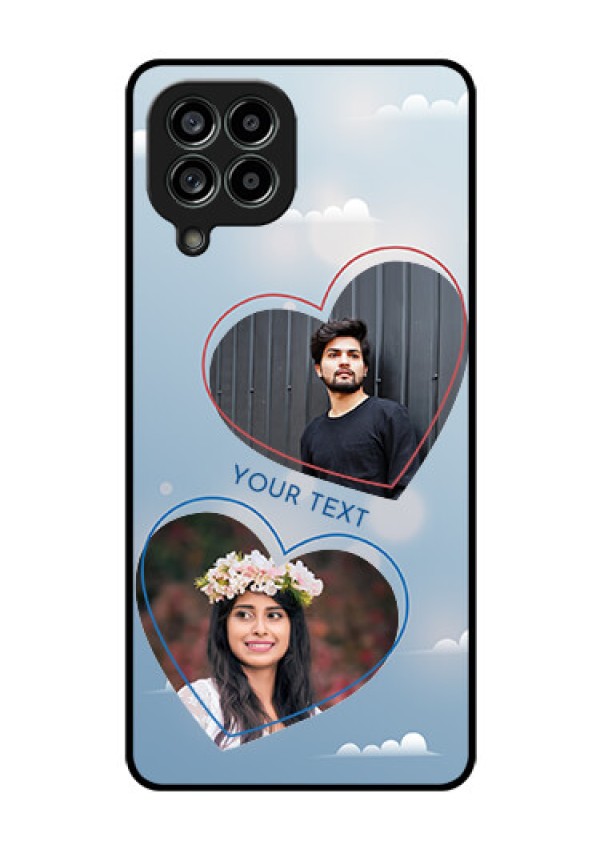 Galaxy M53 5G Custom Glass Mobile Case - Blue Color Couple Design
