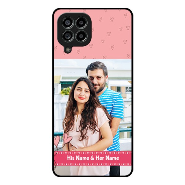 Galaxy M53 5G Personalized Glass Phone Case - Love Design Peach Color Galaxy M53 5G Personalized Glass Phone Case - Love Design Peach Color