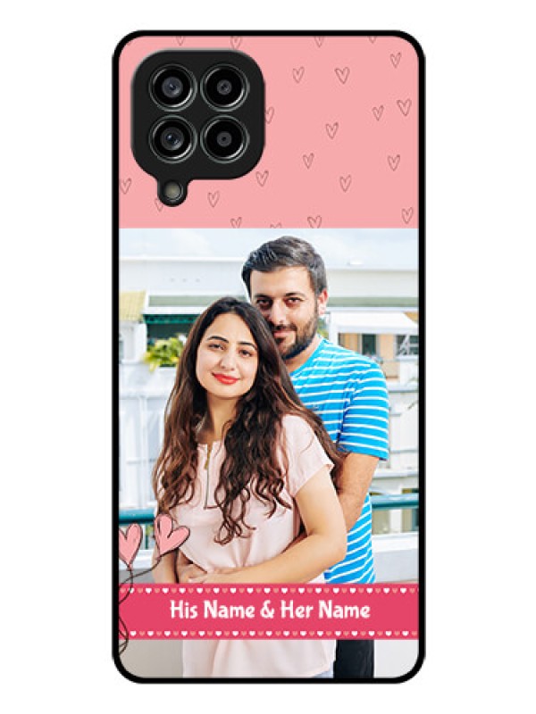 Custom Galaxy M53 5G Personalized Glass Phone Case - Love Design Peach Color