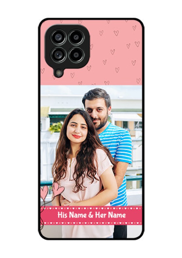 Galaxy M53 5G Personalized Glass Phone Case - Love Design Peach Color