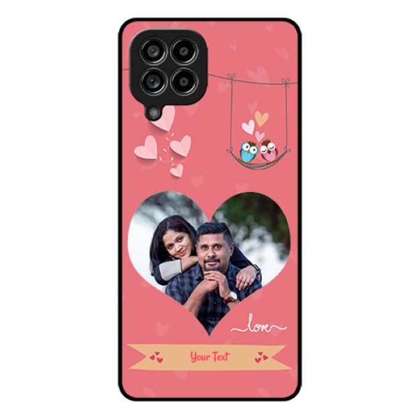 Galaxy M53 5G Personalized Glass Phone Case - Peach Color Love Design