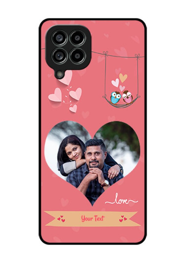 Galaxy M53 5G Personalized Glass Phone Case - Peach Color Love Design