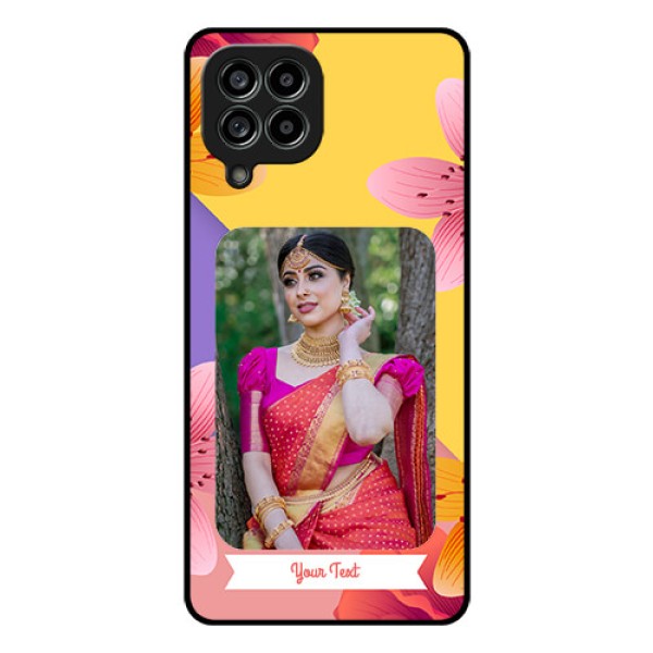 Galaxy M53 5G Custom Glass Mobile Case - 3 Image With Vintage Floral Design