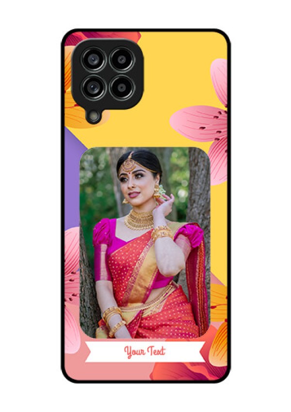 Galaxy M53 5G Custom Glass Mobile Case - 3 Image With Vintage Floral Design