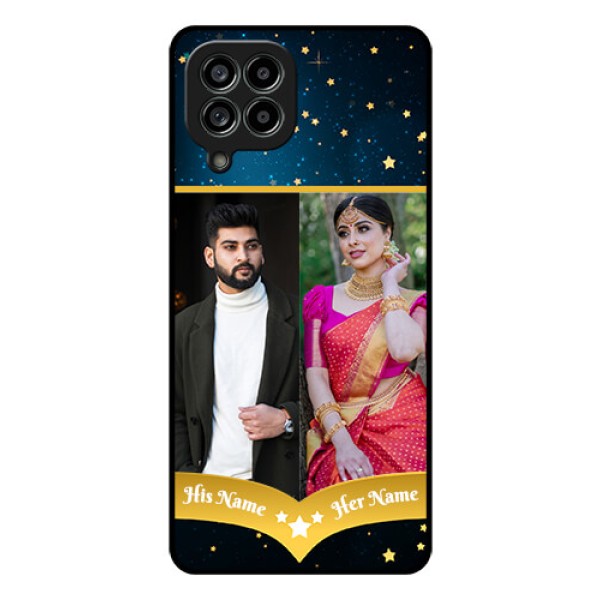 Galaxy M53 5G Custom Glass Phone Case - Galaxy Stars Backdrop Design