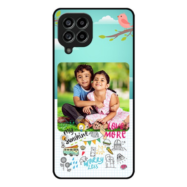 Galaxy M53 5G Photo Printing on Glass Case - Doodle love Design