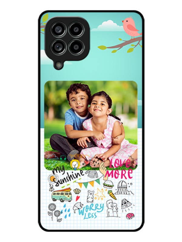 Custom Galaxy M53 5G Photo Printing on Glass Case - Doodle love Design