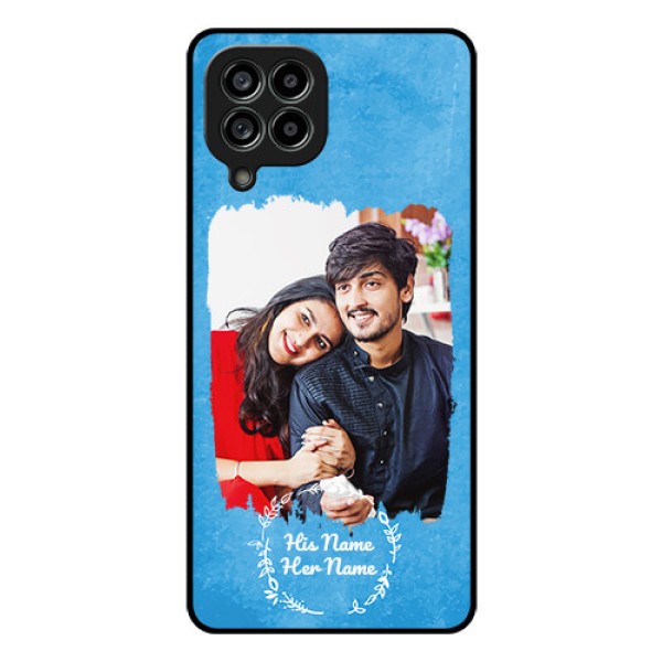 Galaxy M53 5G Custom Glass Phone Case - Blue Color Vintage Design