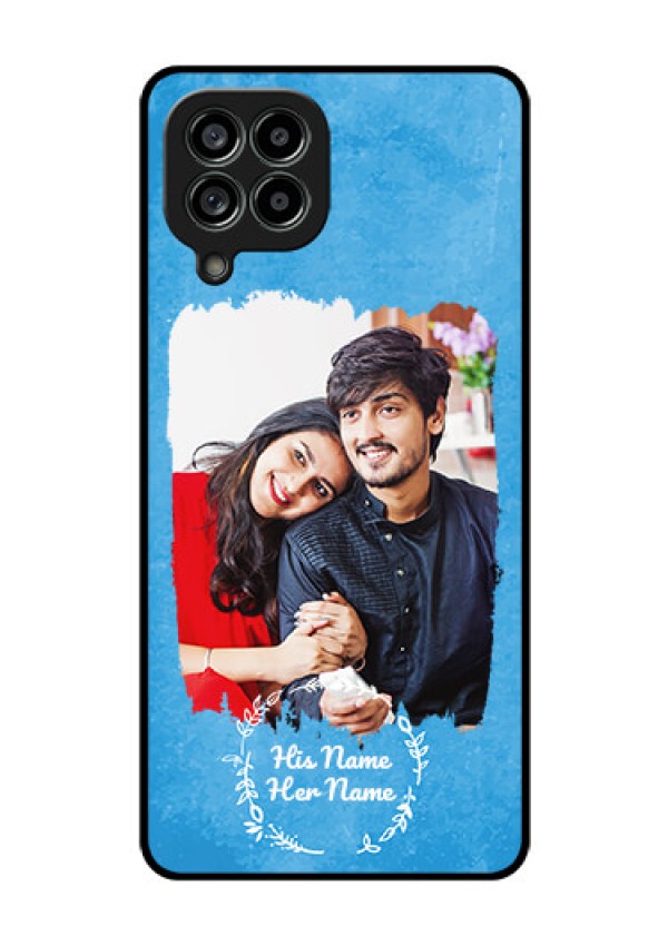 Galaxy M53 5G Custom Glass Phone Case - Blue Color Vintage Design
