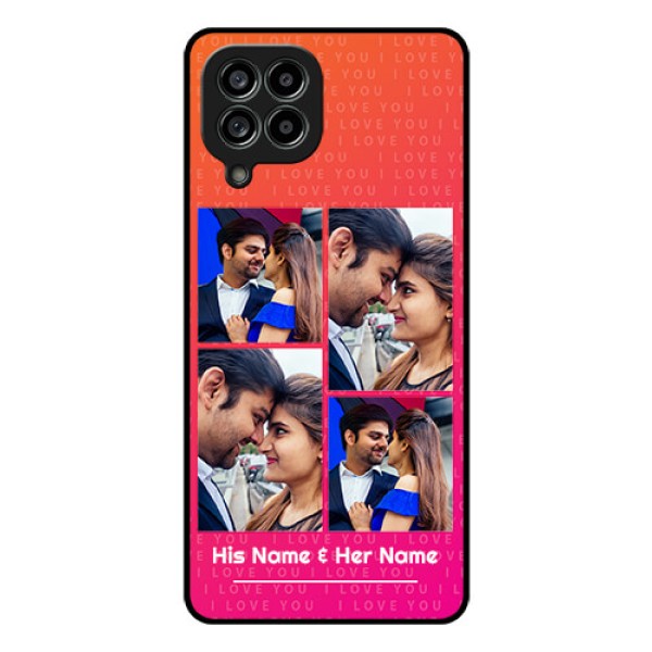 Galaxy M53 5G Custom Glass Phone Case - I Love You Pink Design