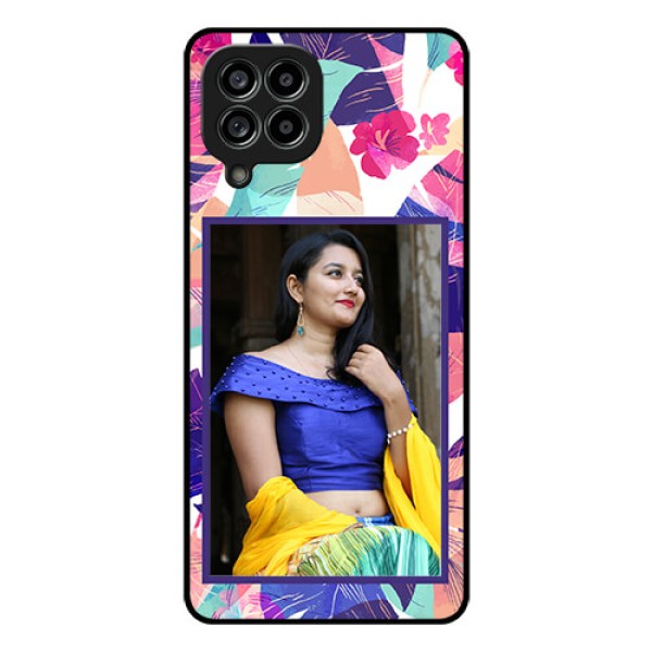 Galaxy M53 5G Custom Glass Mobile Case - Abstract Floral Design