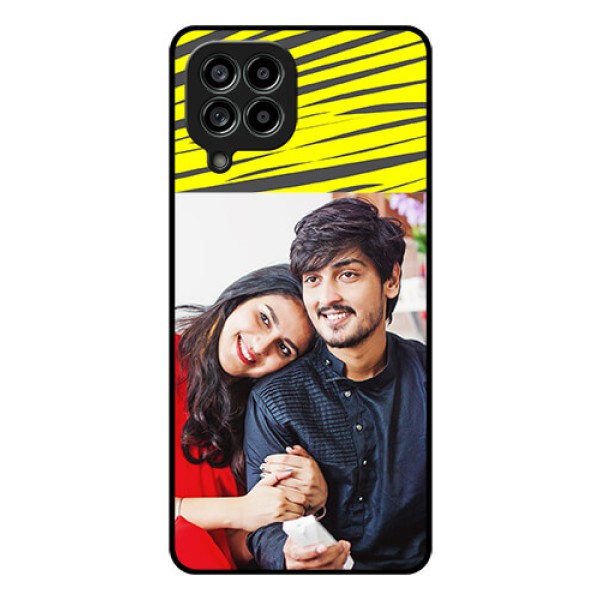 Galaxy M53 5G Photo Printing on Glass Case - Yellow Abstract Design