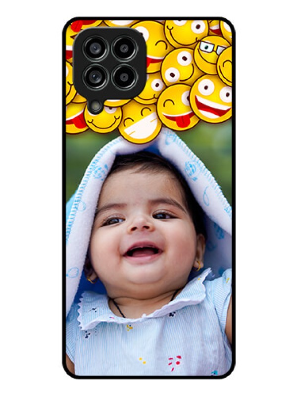 Custom Galaxy M53 5G Custom Glass Mobile Case - with Smiley Emoji Design