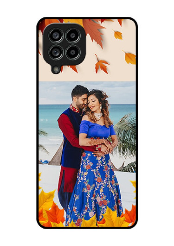 Galaxy M53 5G Photo Printing on Glass Case - Autumn Maple Leaves Design