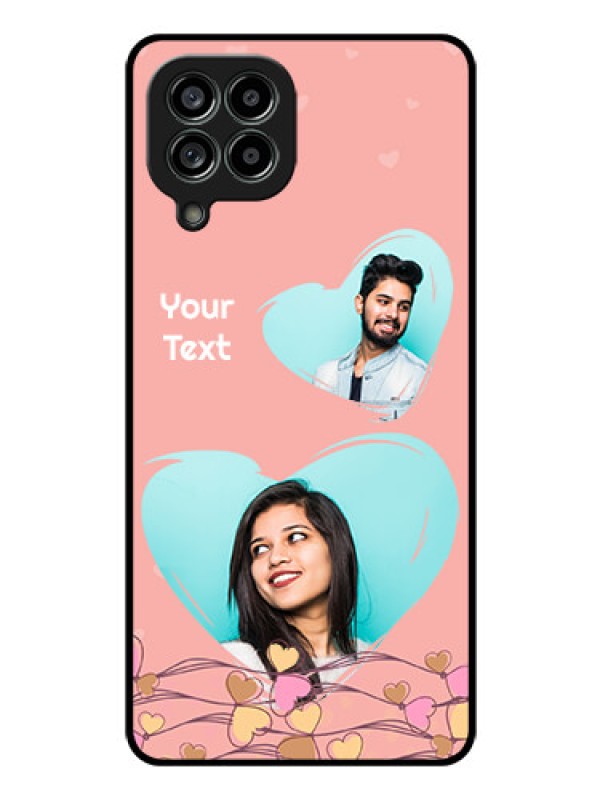 Custom Galaxy M53 5G Custom Glass Mobile Case - Love Doodle Design