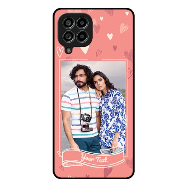 Galaxy M53 5G Custom Glass Phone Case - Love doodle art Design