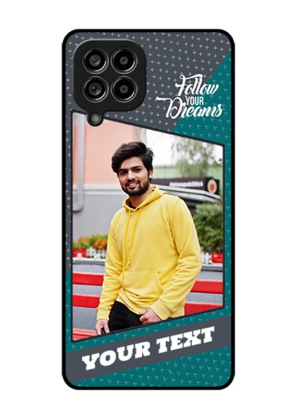 Galaxy M53 5G Personalized Glass Phone Case - Background Pattern Design with Quote