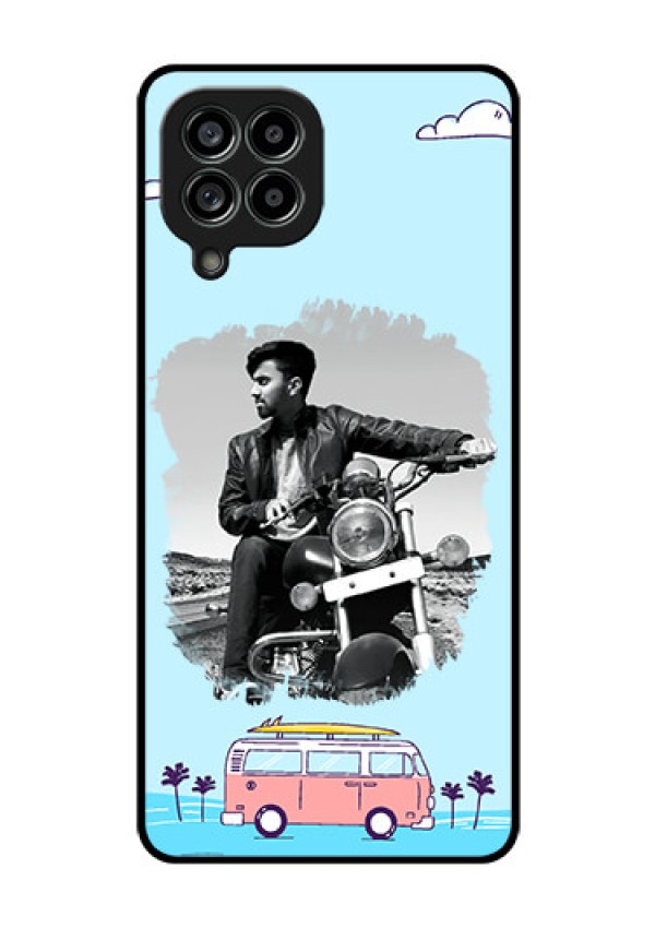 Galaxy M53 5G Photo Printing on Glass Case - Travel & Adventure Design