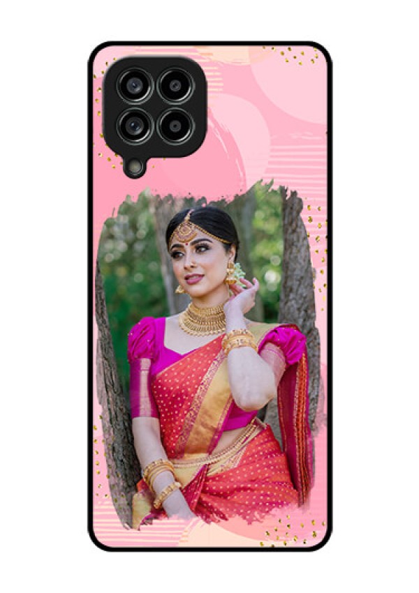 Galaxy M53 5G Personalized Glass Phone Case - Gold Glitter Splash Design