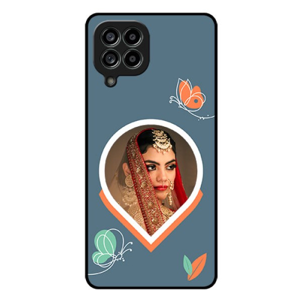 Galaxy M53 5G Custom Glass Mobile Case - Droplet Butterflies Design