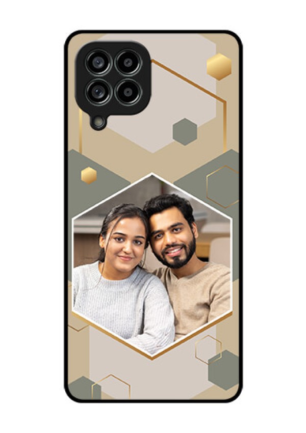 Galaxy M53 5G Photo Printing on Glass Case - Stylish Hexagon Pattern Design