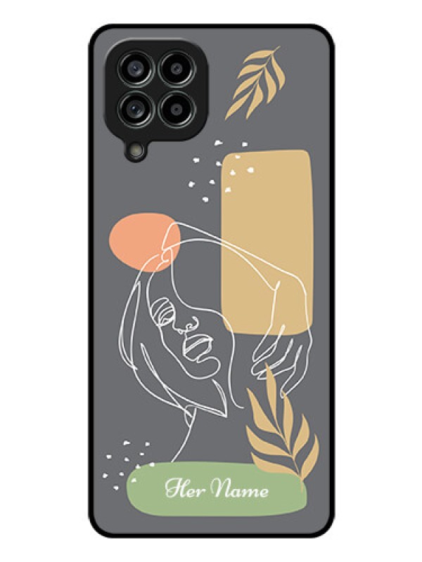 Custom Galaxy M53 5G Custom Glass Phone Case - Gazing Woman line art Design