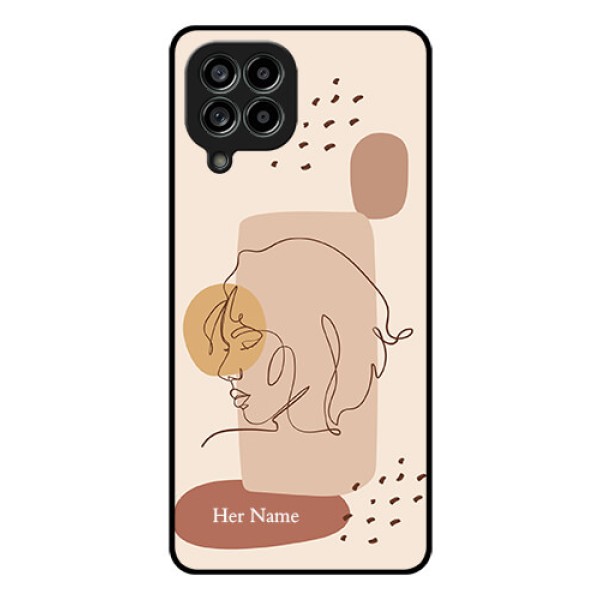 Galaxy M53 5G Photo Printing on Glass Case - Calm Woman line art Design Galaxy M53 5G Photo Printing on Glass Case - Calm Woman line art Design