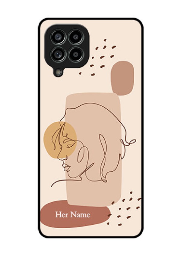 Galaxy M53 5G Photo Printing on Glass Case - Calm Woman line art Design