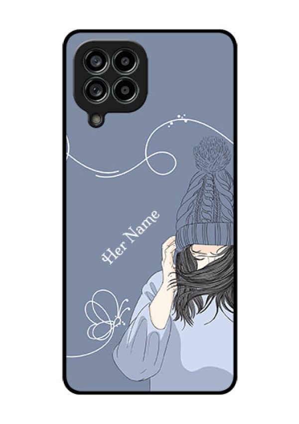 Galaxy M53 5G Custom Glass Mobile Case - Girl in winter outfit Design
