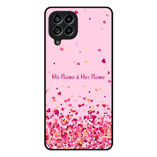 Galaxy M53 5G Photo Printing on Glass Case - Floating Hearts Design