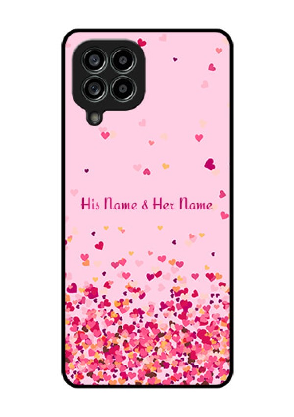 Galaxy M53 5G Photo Printing on Glass Case - Floating Hearts Design