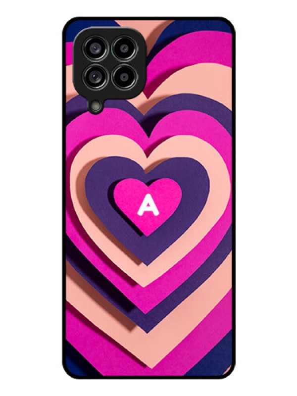 Custom Galaxy M53 5G Custom Glass Mobile Case - Cute Heart Pattern Design