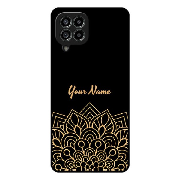 Galaxy M53 5G Custom Glass Phone Case - Golden mandala Design