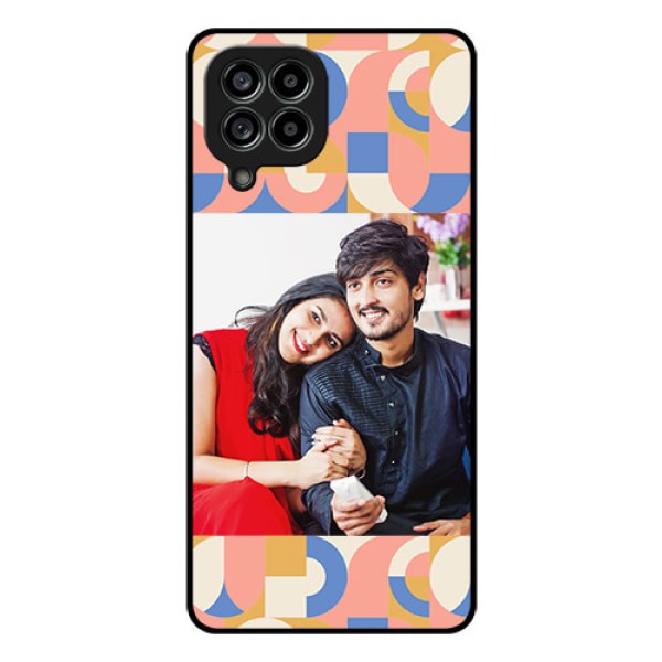Galaxy M53 5G Photo Printing on Glass Case - Semi-circle Maze Pattern Design Galaxy M53 5G Photo Printing on Glass Case - Semi-circle Maze Pattern Design