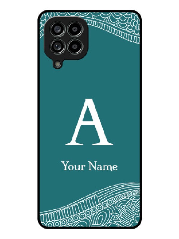 Custom Galaxy M53 5G Personalized Glass Phone Case - line art pattern with custom name Design