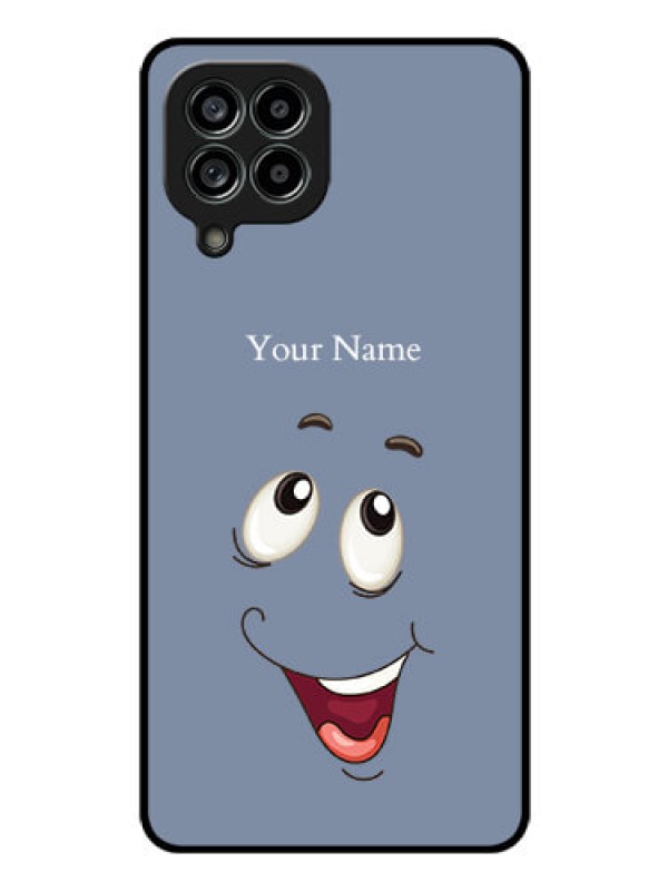 Custom Galaxy M53 5G Photo Printing on Glass Case - Laughing Cartoon Face Design