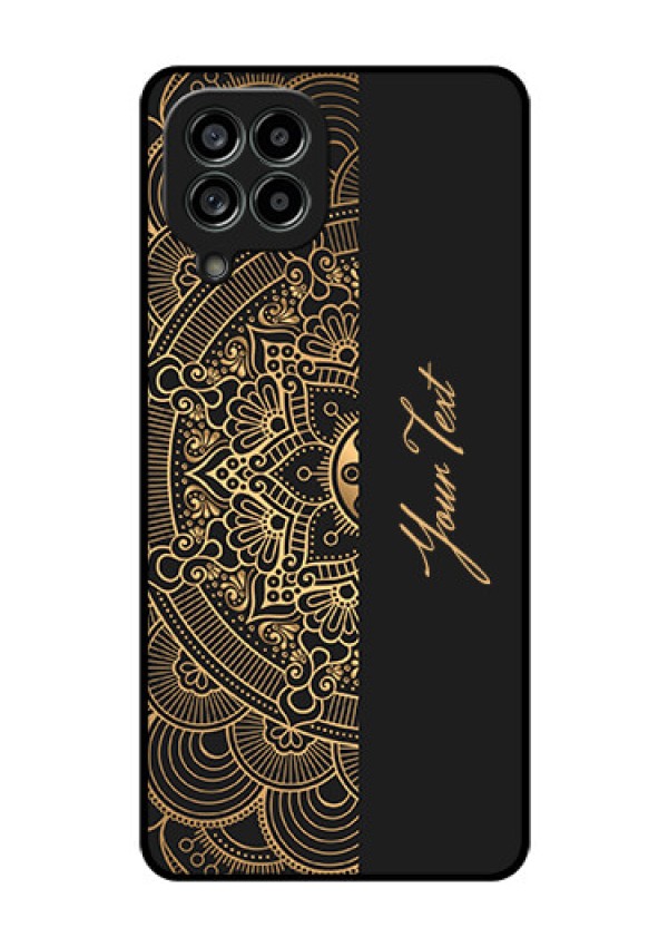 Galaxy M53 5G Photo Printing on Glass Case - Mandala art with custom text Design