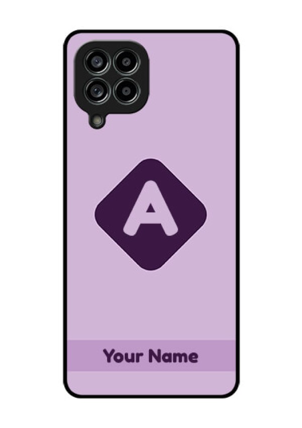 Galaxy M53 5G Custom Glass Mobile Case - Custom Letter in curved badge Design
