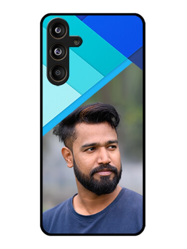 Custom Samsung Galaxy M55 5G Custom Glass Phone CaseBlue Pattern Design