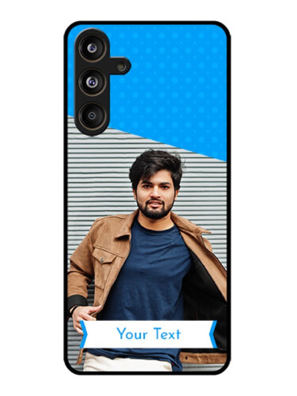 Custom Samsung Galaxy M55 5G Custom Glass Phone CaseSimple Blue Color Design