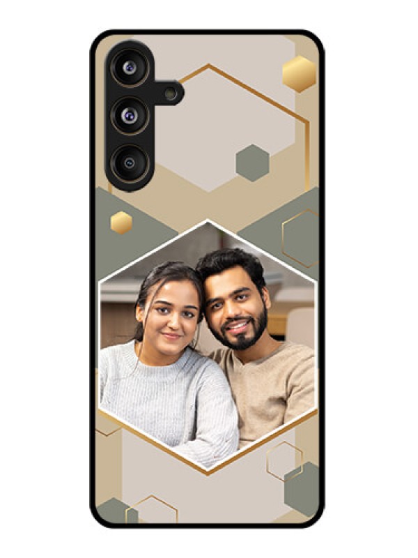 Custom Samsung Galaxy M55 5G Custom Glass Phone CaseStylish Hexagon Pattern Design