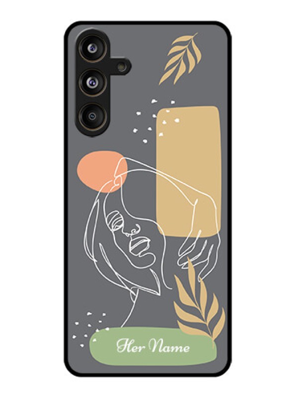 Custom Samsung Galaxy M55 5G Custom Glass Phone CaseGazing Woman Line Art Design