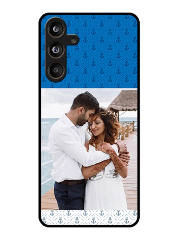 Custom Galaxy M55s 5G Custom Glass Phone Case - Blue Anchors Design