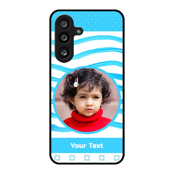 Samsung Galaxy M56 5G Custom Glass Phone Case - Simple Blue Case Design Samsung Galaxy M56 5G Custom Glass Phone Case - Simple Blue Case Design