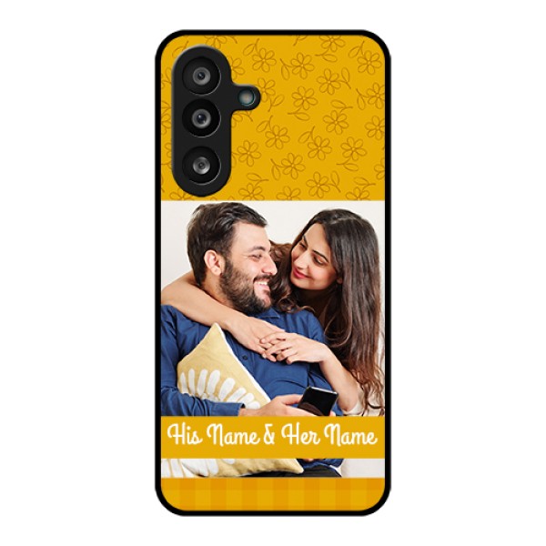 Samsung Galaxy M56 5G Custom Glass Phone Case - Yellow Floral Design Samsung Galaxy M56 5G Custom Glass Phone Case - Yellow Floral Design