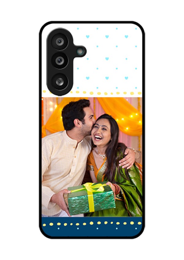 Samsung Galaxy M56 5G Custom Glass Phone Case - White And Blue Abstract Design
